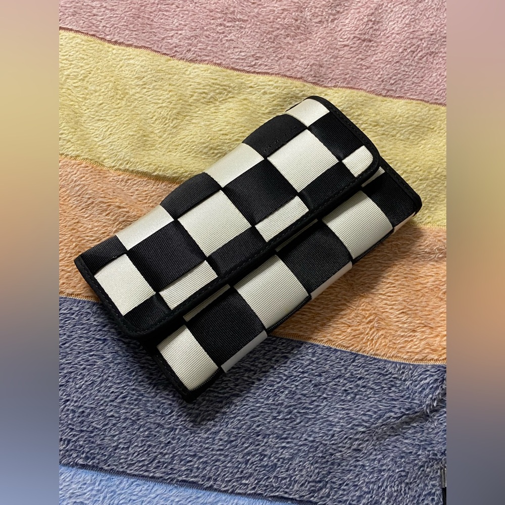 Elegant Checkered Black and White Clutch